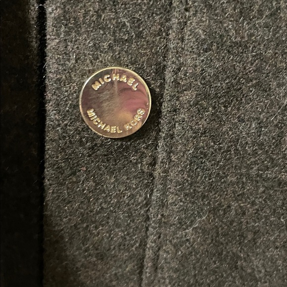 Michael Kors Wool Car Utility Pea Coat Dark Brown Hooded Size Large Gold Zipper - Picture 8 of 15